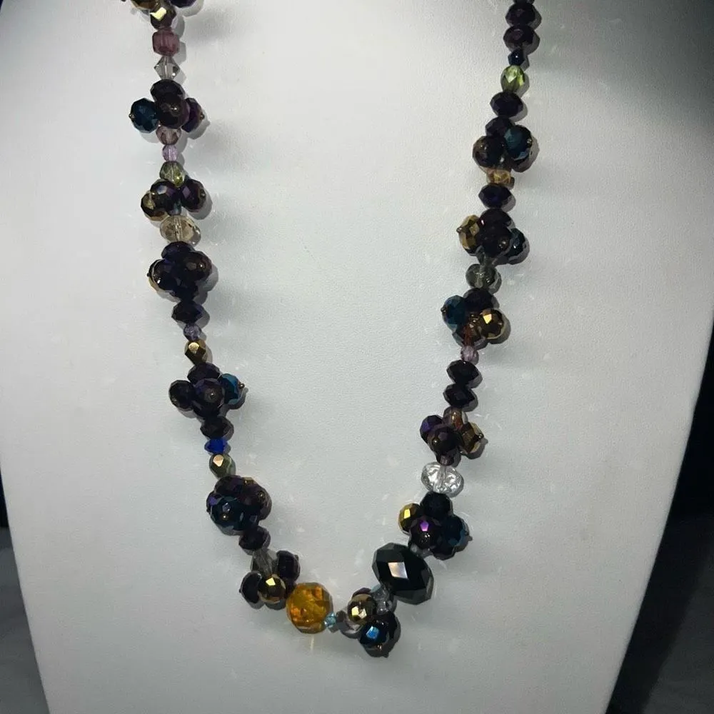 Aurora Borealis Faceted Glass Bead Cluster Toggle Closure Necklace - Image 7