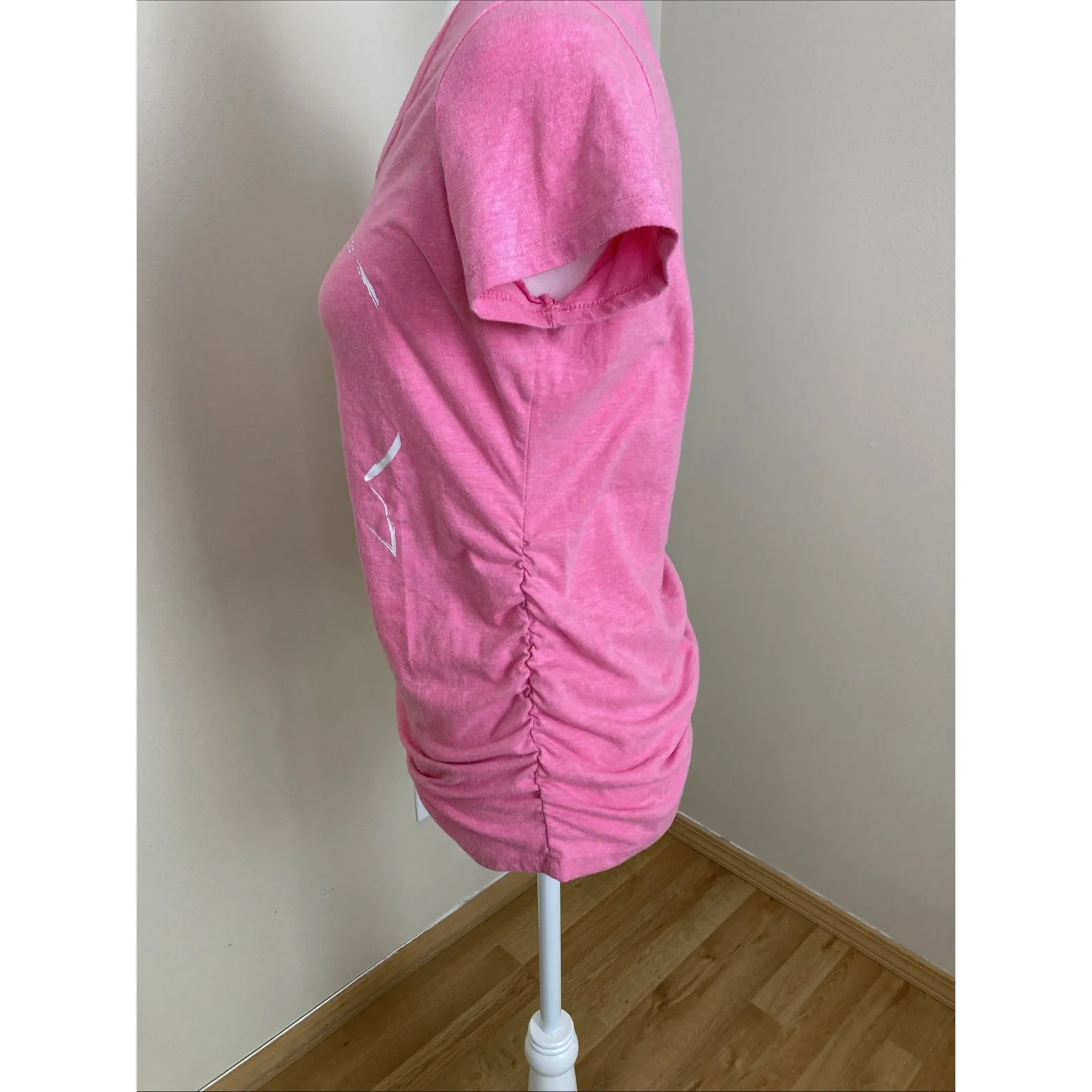 Motherhood Maternity Pink Hey Girl Ruched Tee Size Small ‎ (A5) - Image 2