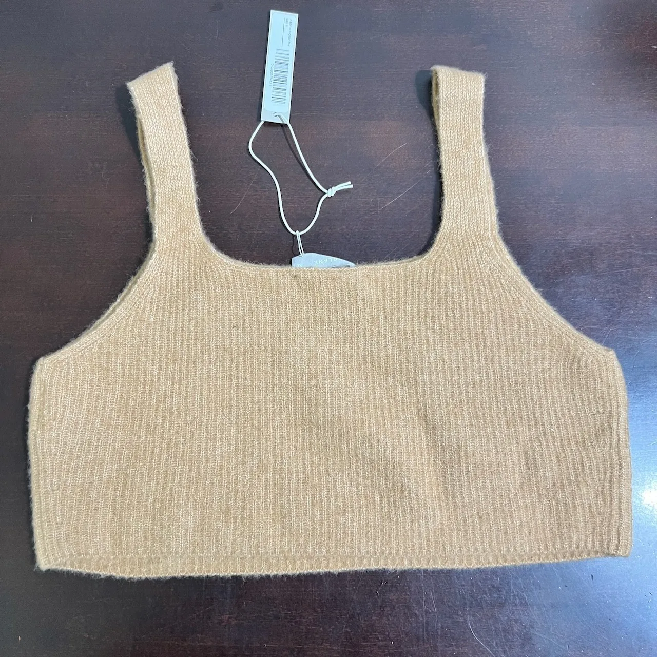 NWT Everlane Wool Yak Blend Crop Tank Top Camel Beige Ribbed Knit XL - Image 6