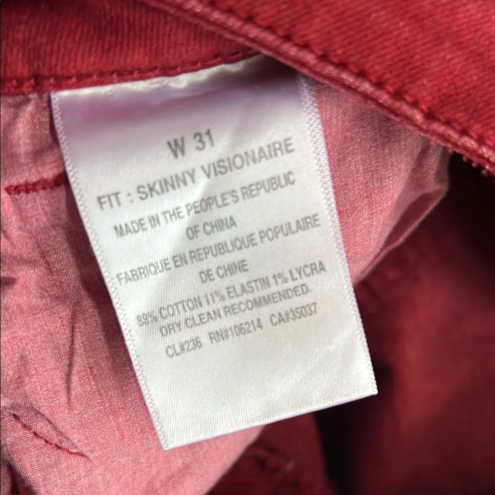 Joe's Jeans Skinny Visionaire Merlot Midrise Stretch Denim Women US W31 - Image 3