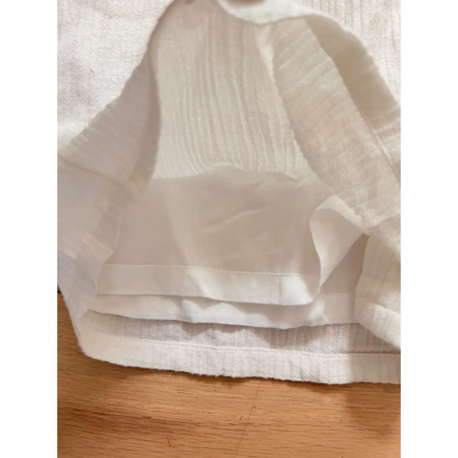 Soft Surroundings XS White Textured Wide Leg Pants Button DetaiL beach Lounge - Image 3