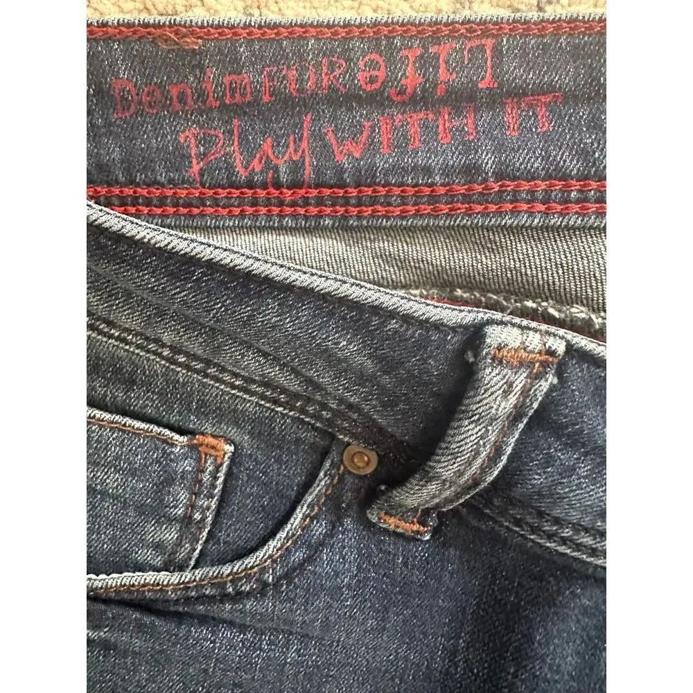 Cross Laura Low Rise Dark Wash Denim Jeans Bootcut Regular Size 26 Y2K Style Blue - Image 3