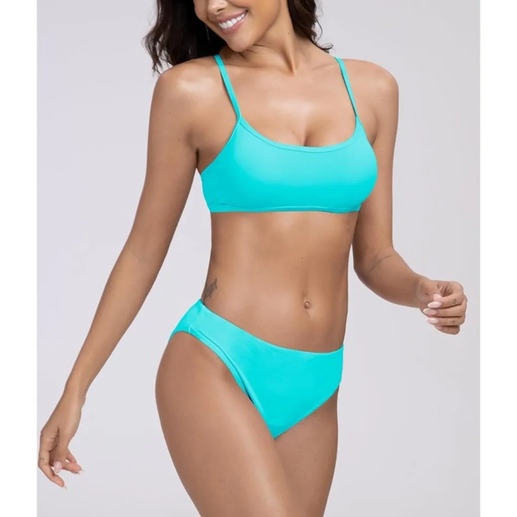 Beautikini Period Swimwear Teen Teal Blue Leakproof Spaghetti Strap Bikini MED - Image 3