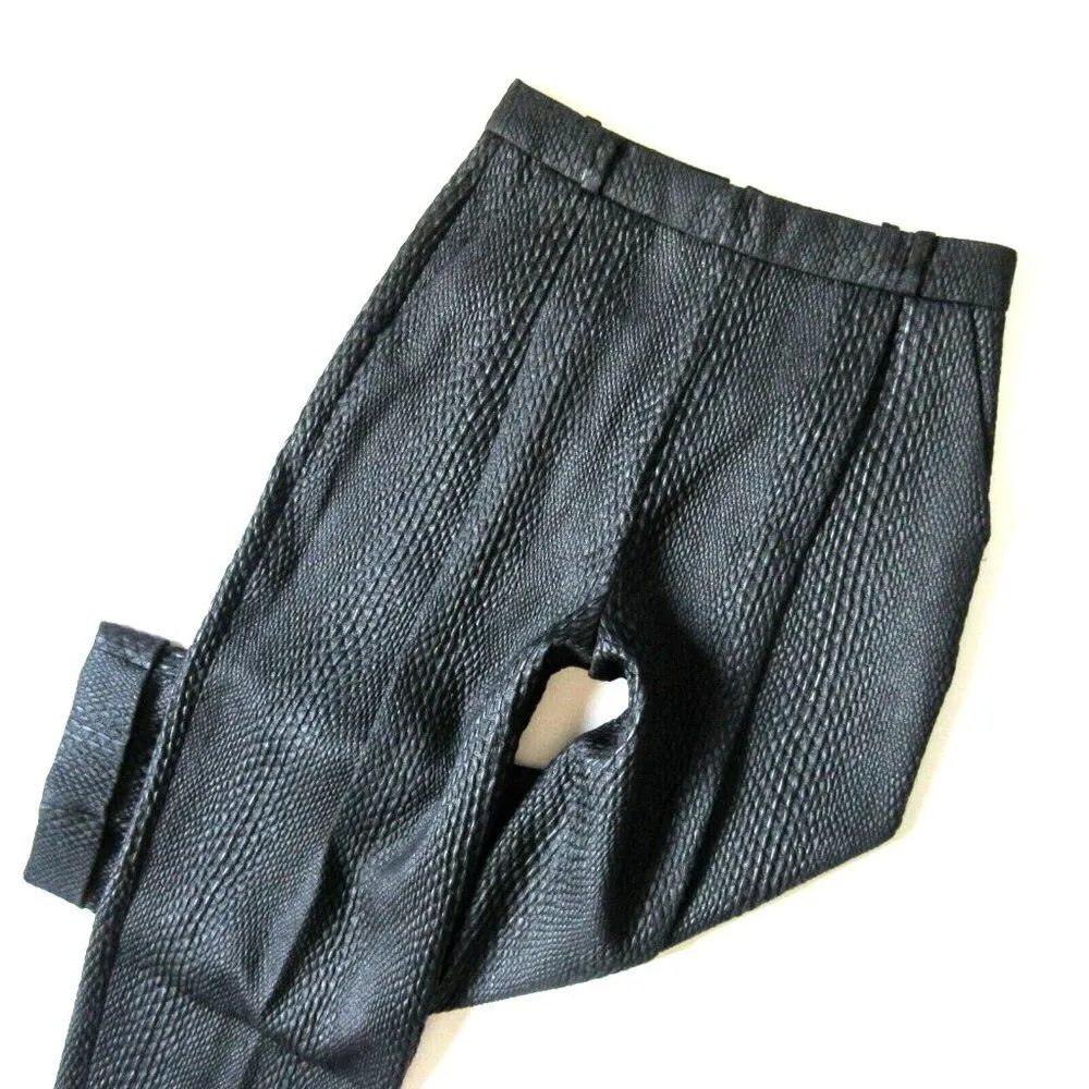 NWT J Brand Asawa in Black Textured Snakeskin Brocade Crop Trouser Pants 2 $550 - Image 2