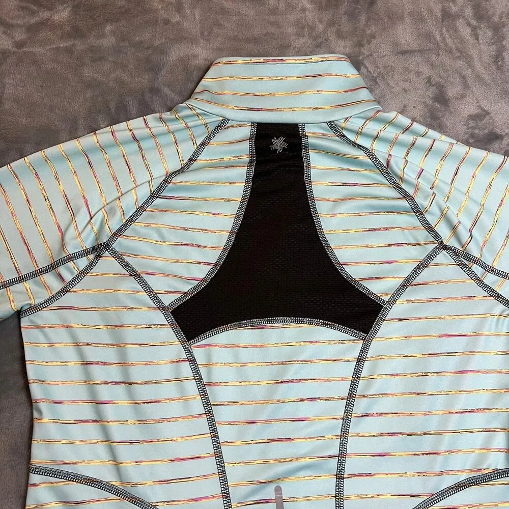 Tek Gear Stripe Mock Neck Athletic Zip Up Jacket with Mesh Inserts Size Large - Image 8