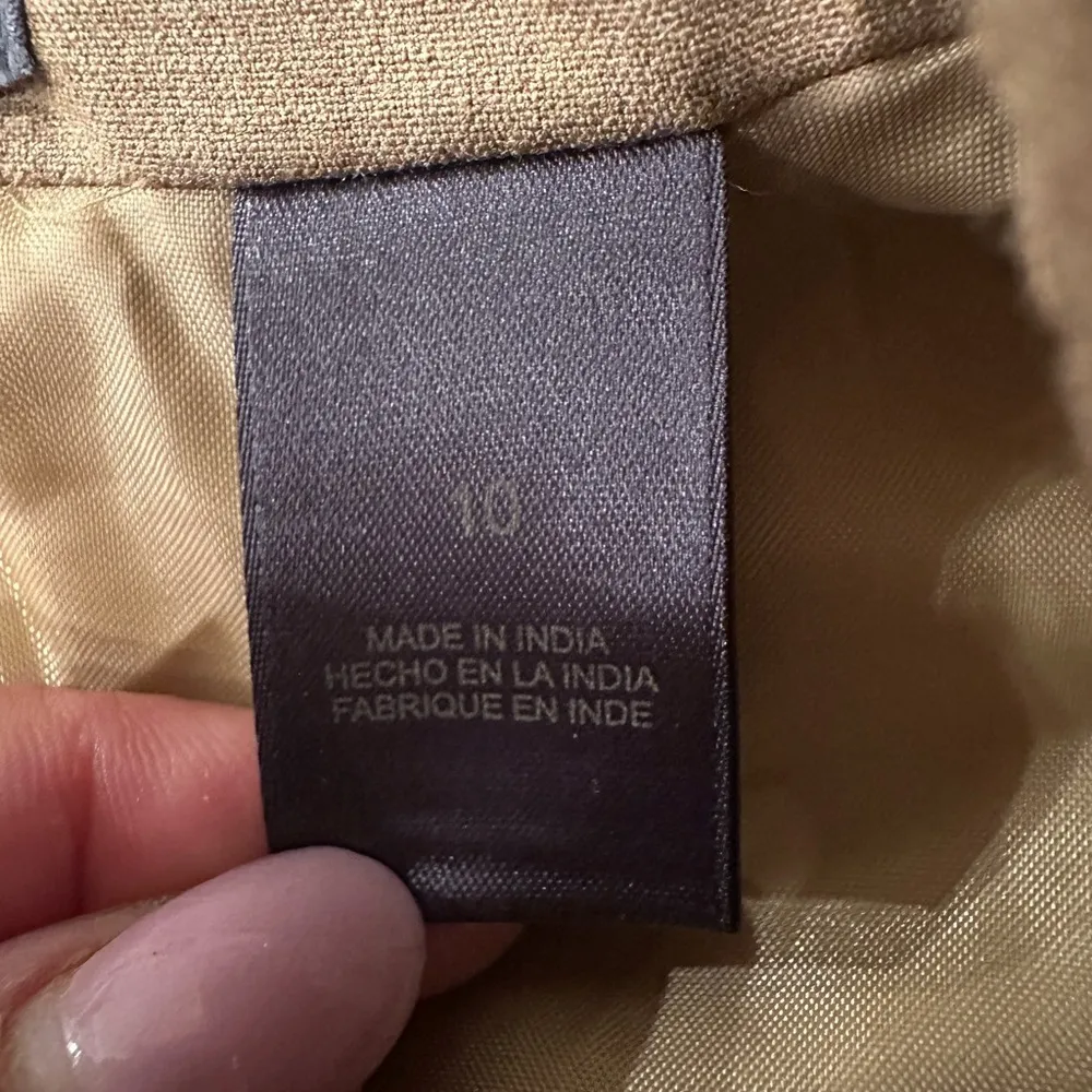 EUC Liz Claiborne Khaki Wheat Lux Cotton Beige Twill Woven Blazer Jacket - Image 8