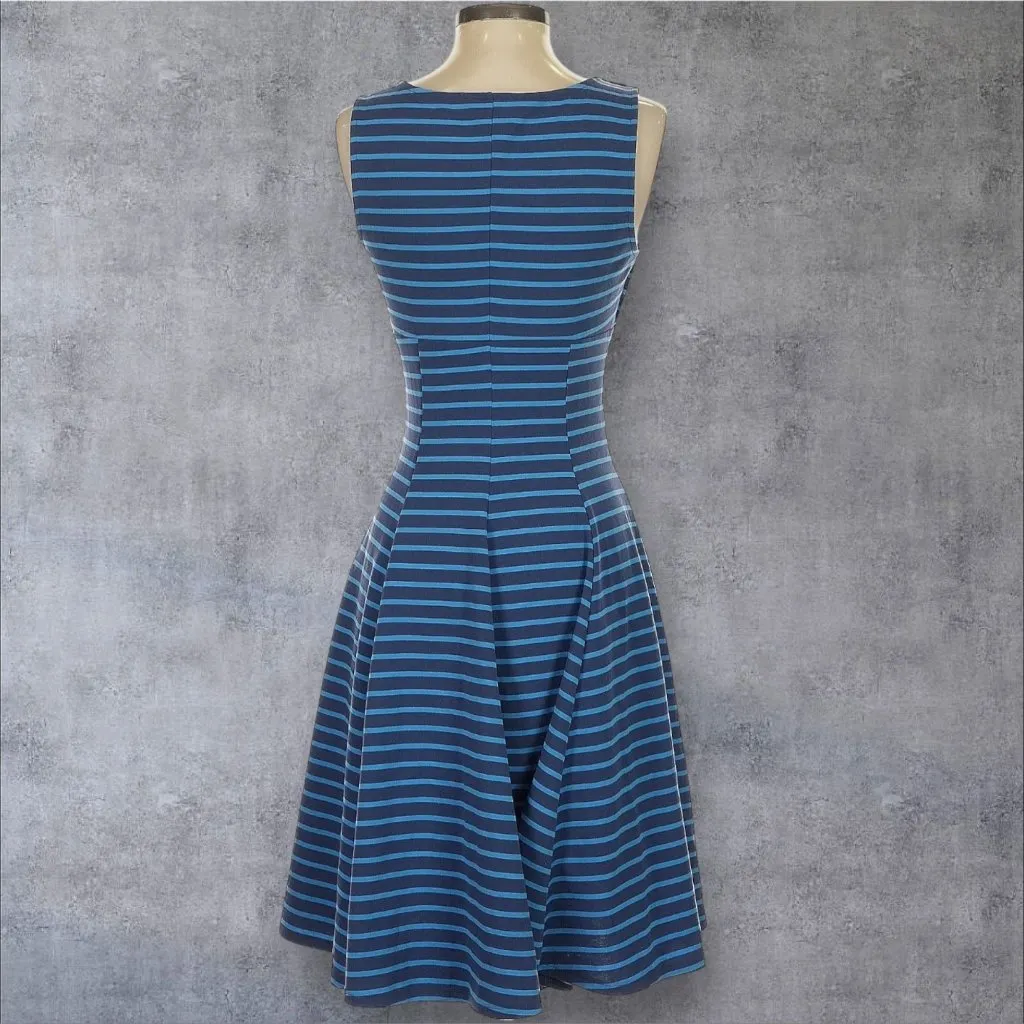 PETER SOM Blue Striped A Line Dress Size Small - Image 2