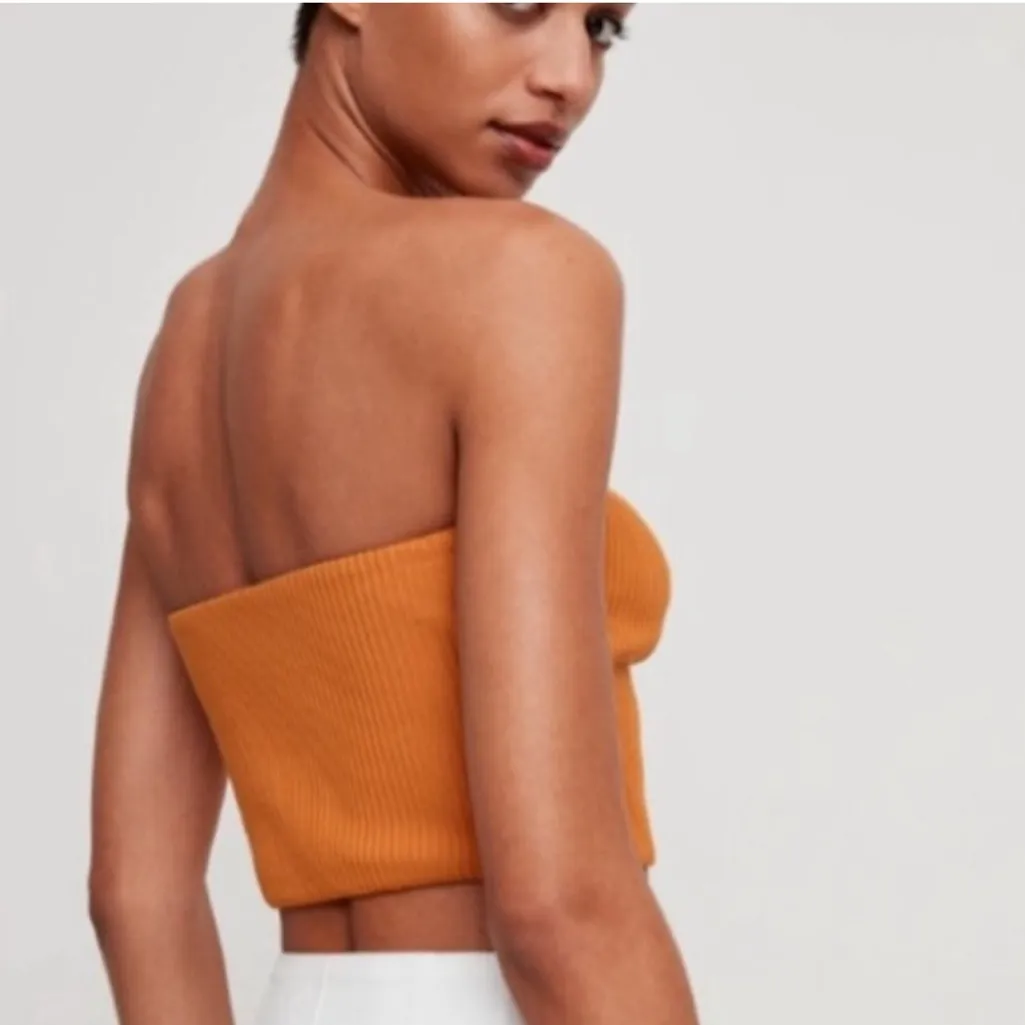WILFRED ARITZIA Gaby Strapless Orange Tube Crop Top Size M - Image 4