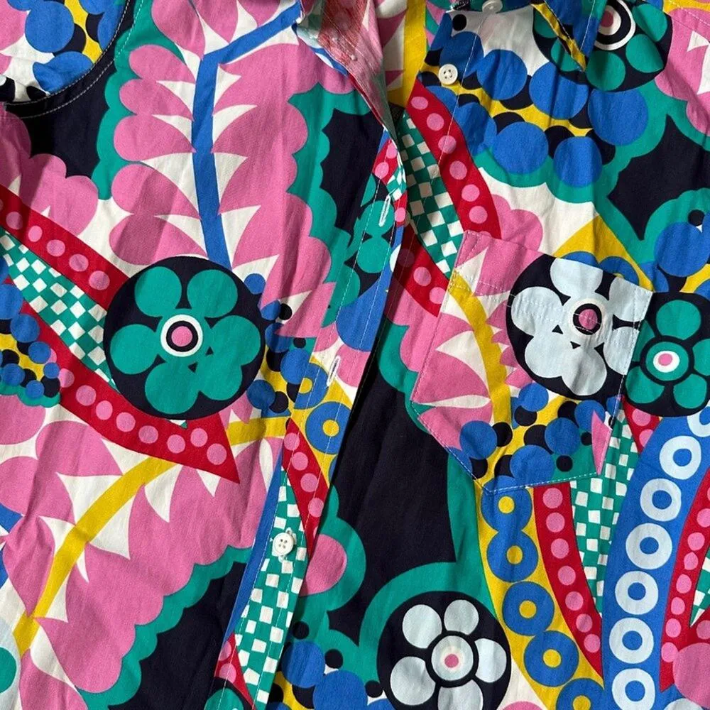 Women's J Crew Ratti Kaleidoscope Long Sleeve Button Down Sz 0 - Image 8