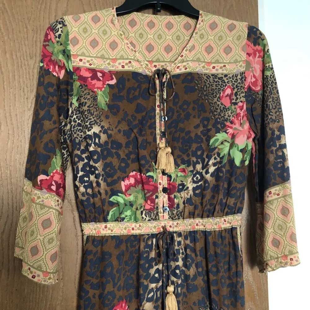 Tulle and Batiste Jumpsuit with button front S Brown - Image 5