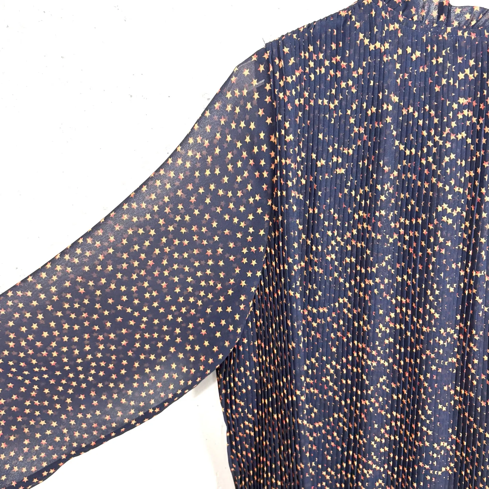 Anthropologie Seen Worn Kept Vega Pleated Star Print Illusion Sleeve Size 6 - Image 10