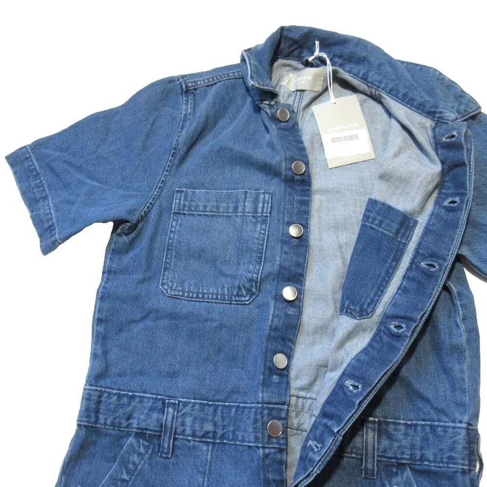 NWT Everlane The Super-Soft Jean Coverall in Medium Blue Denim Cotton Jumpsuit 2 - Image 3