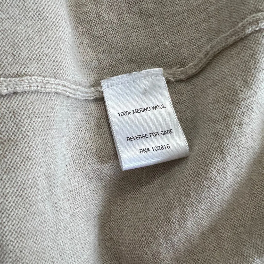 Garnet Hill Merino Wool Blouson Sleeve Sweater Pointelle Cropped Large - Image 7