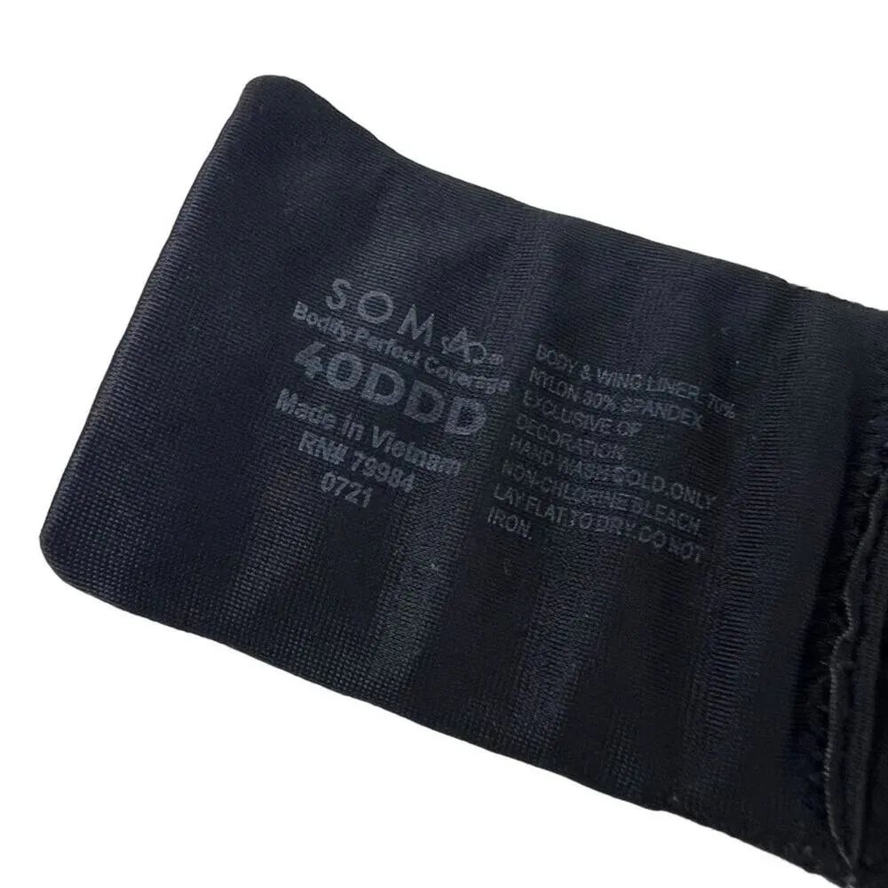 Soma Bodify Perfect Coverage Bra Black Womens Size 40DDD - Image 4