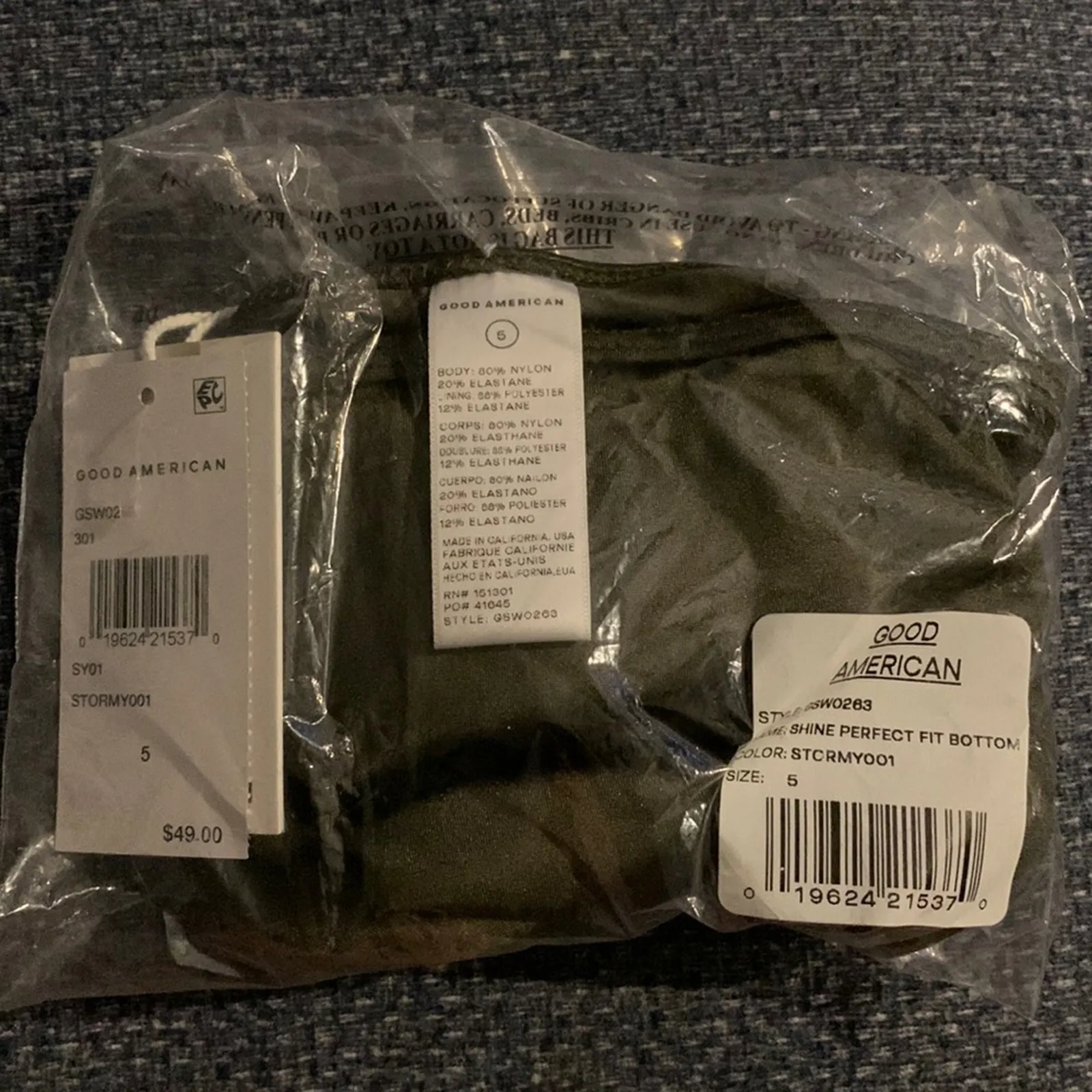 NWT Good American Shine Perfect Fit Ruched Bikini Bottoms Stormy001 - Image 2