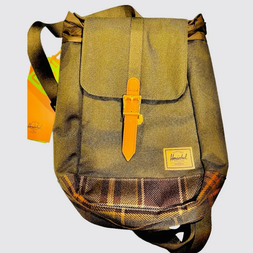Herschel Retreat™ Green  with Plaid Sling Bag Rare Hard to find! - Image 6