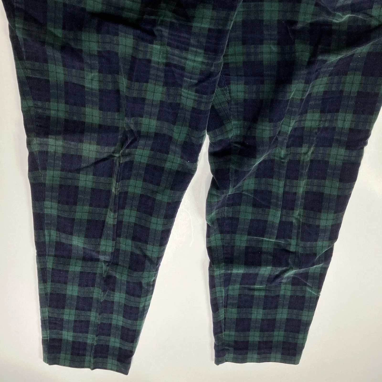 Talbots Vintage Plaid Corduroy High Rise Pants Navy Green 100% Cotton Womens 12 - Image 5