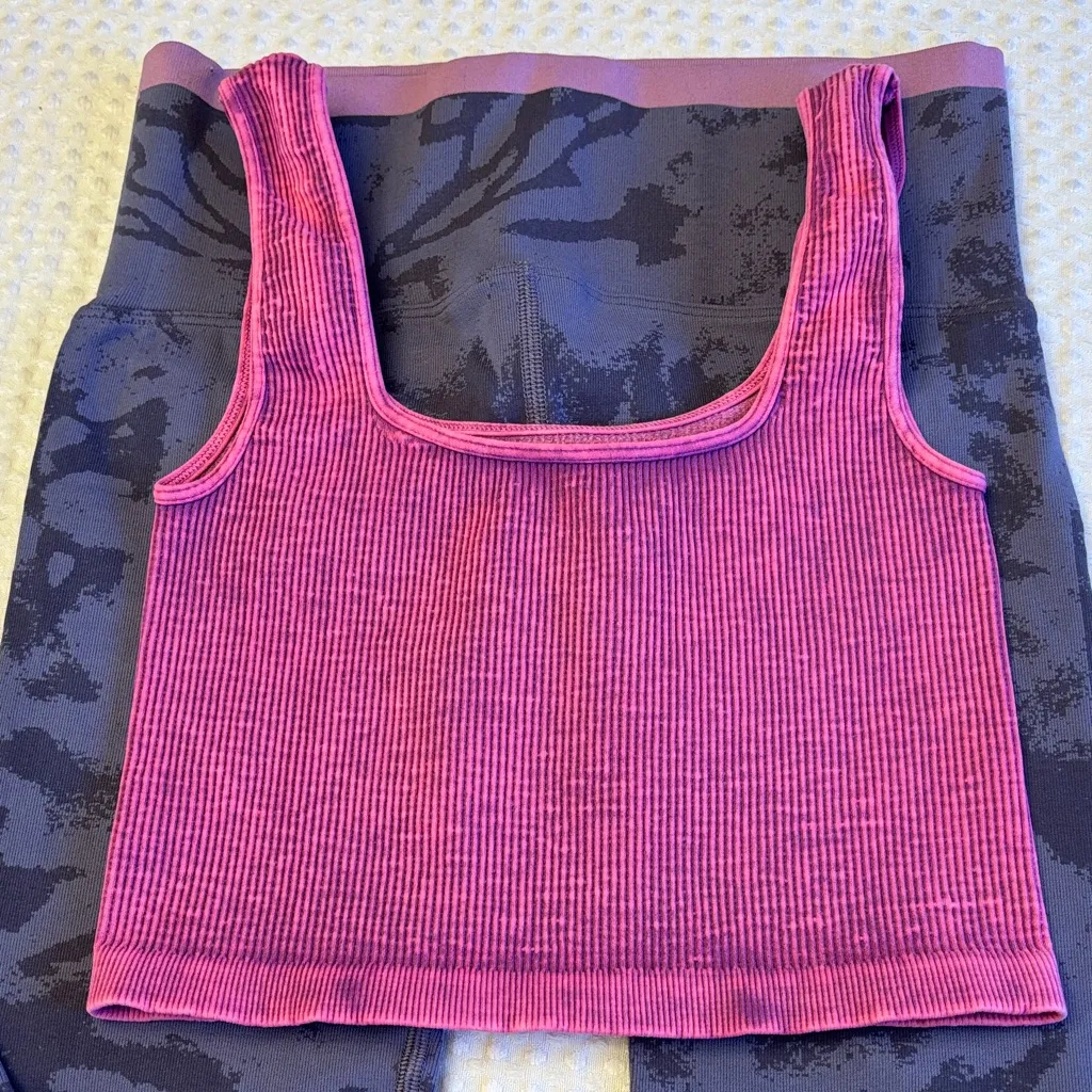 New SET! Free People Movement Purple Happiness Runs Crop Top & Leggings Set - Image 3