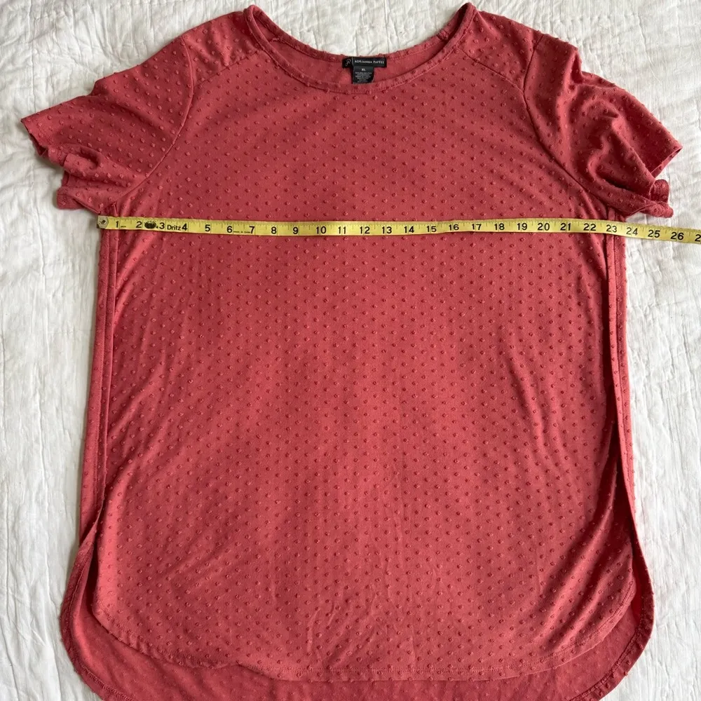 Adrianna Papell Red Sand Swiss Dot Tunic Loose Short Sleeve Round Neck Size XL - Image 12