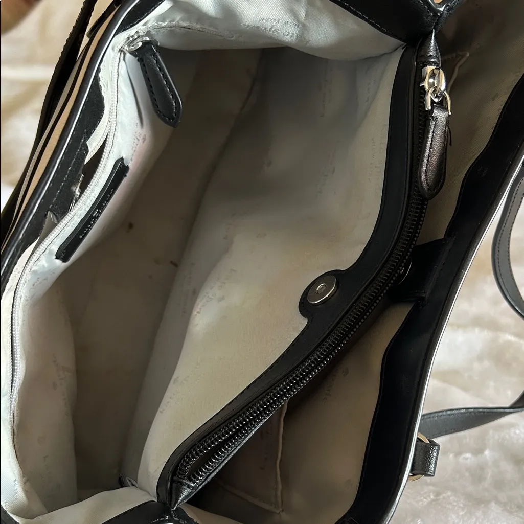 GUC KATE SPADE Sienna Color Block  Refined Grain Leather Satchel Nimbus Grey - Image 9