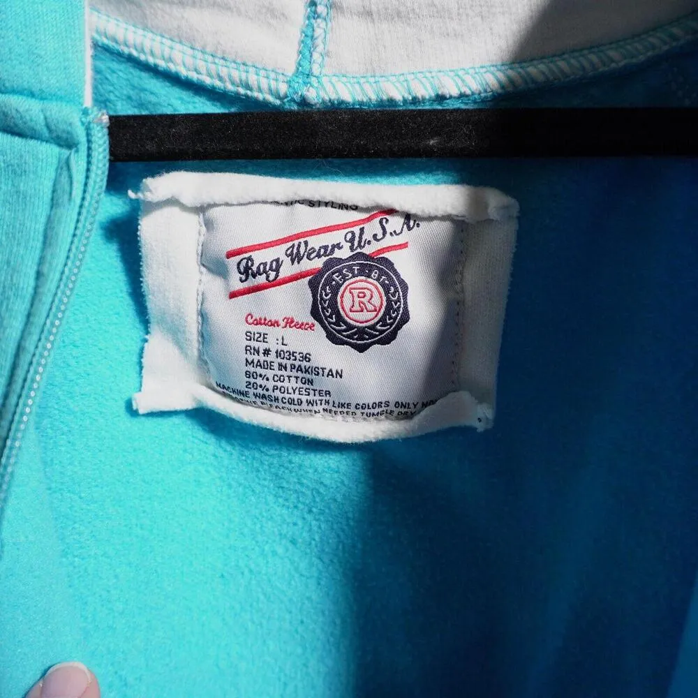 VTG 90s Y2K Blue Full Zip‎ Hooded Jacket Yellowstone Park Souvenir Womens Large - Image 4