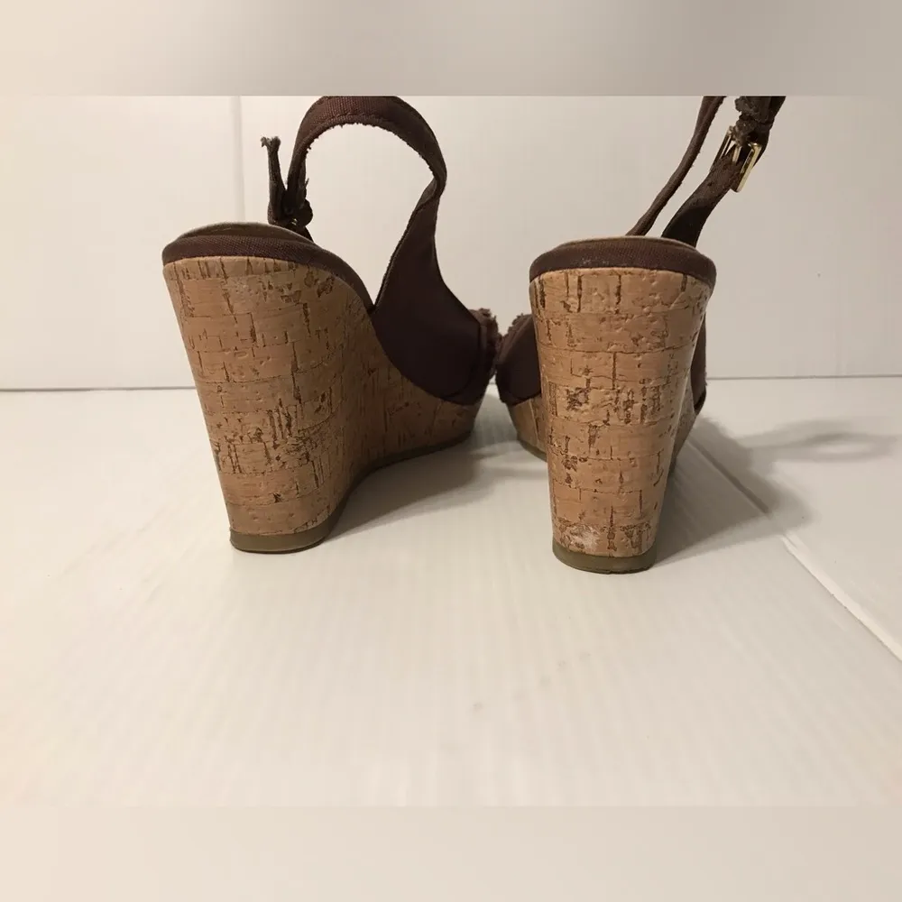 American Eagle wedge cork platform peep-toe sandals women size 8 W - Image 5