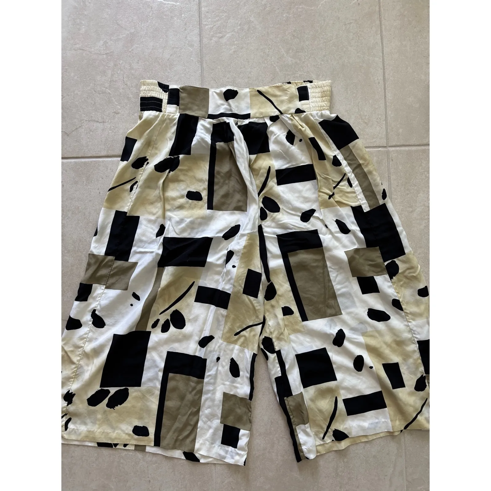 Vintage Melrose Pants Womens 12 Cream Black Wide Leg Artsy Art to Wear Modern‎ - Image 3