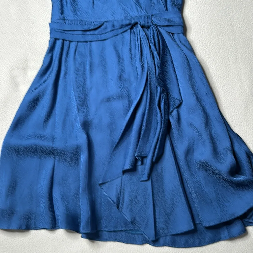 Shoshanna Blue Ruffle Mini with Tie Belt - Image 3
