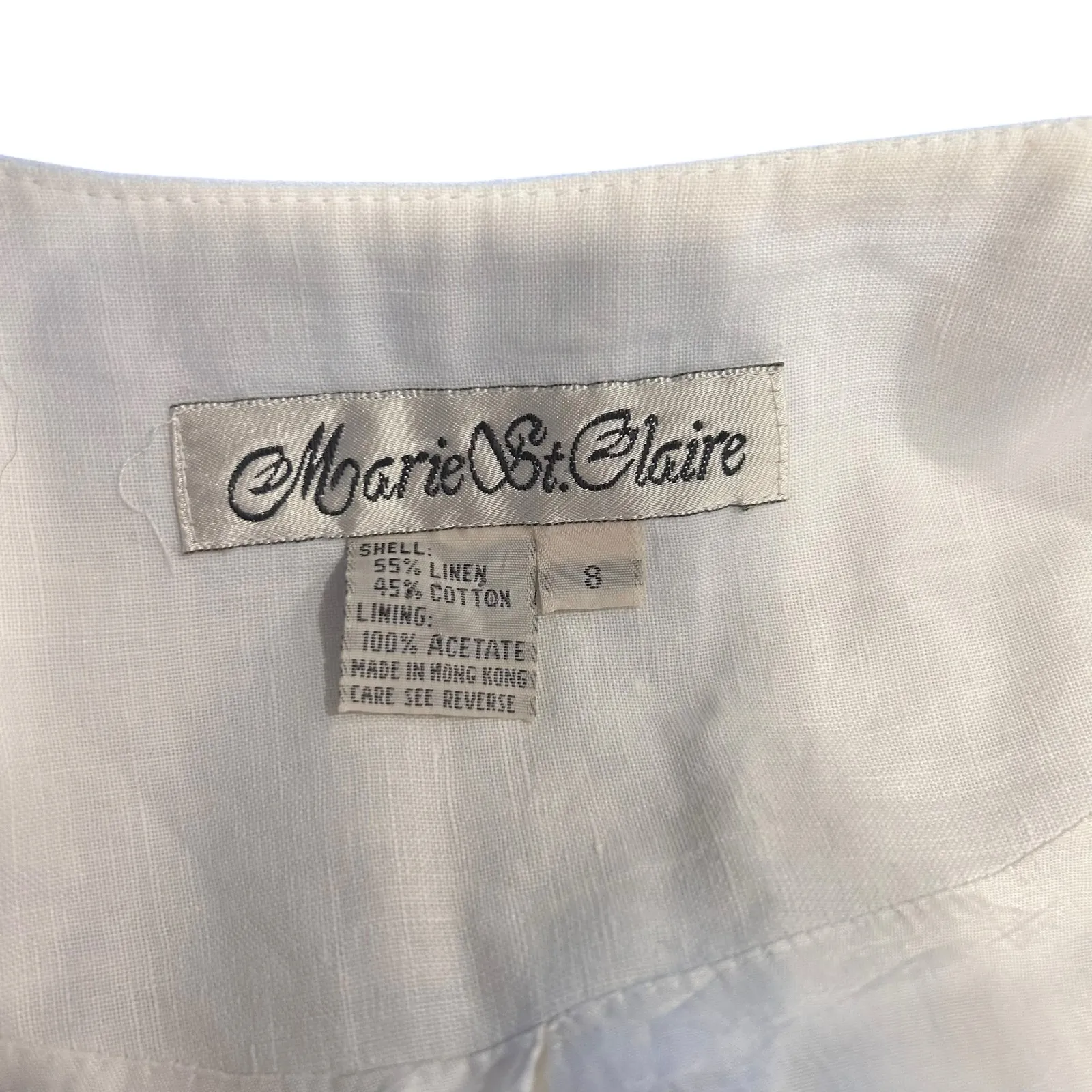 Vintage White Linen Skirt Set Women Sz Small Marie St Claire Lace Soft Girl Chic - Image 6