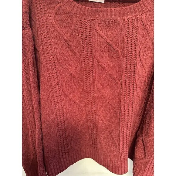 pink‎ lily knit cable sweater red size medium drop sweater - Image 8