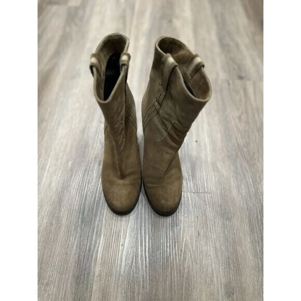 KATE SPADE New York BAISE bootie SIZE 9 M Block Heel Suede Leather Tobacco Brown - Image 5