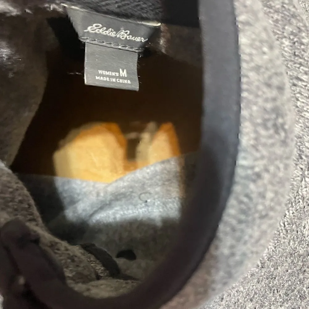 Eddie Bauer Half Button Down Gray Pullover Medium - Image 5