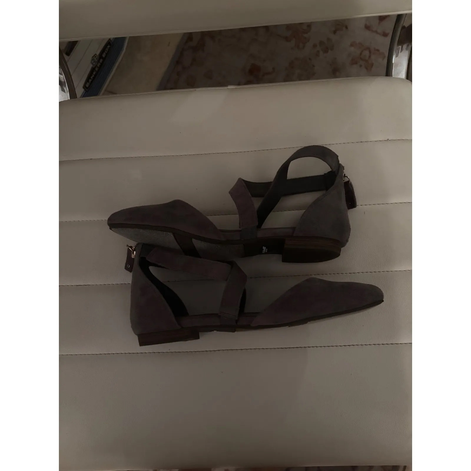 Dr Scholls Womens Grey Suede Ankle Strap Ballet Flats Memory Foam Cool Fit Shoes Gray Size 7 - Image 5