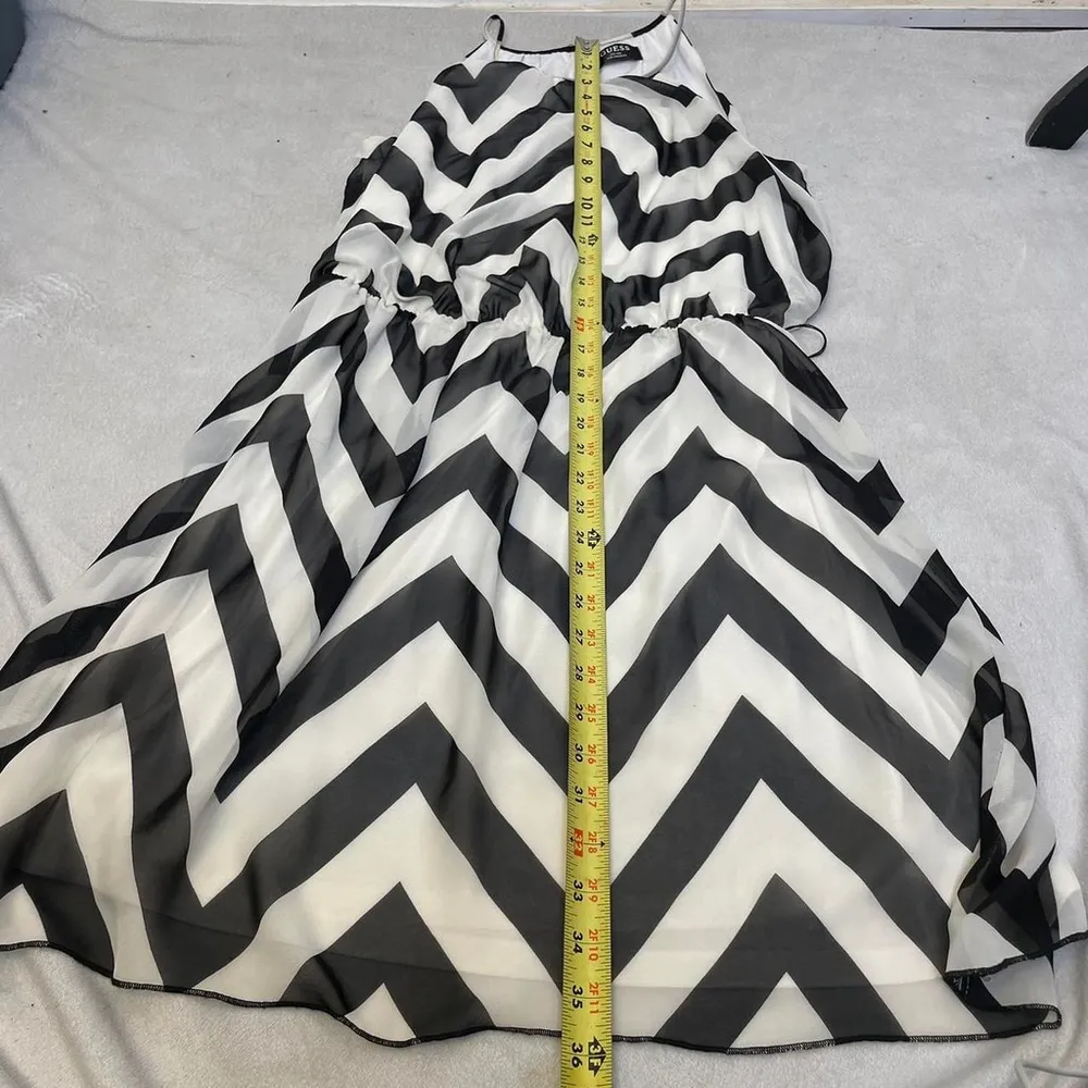 Vintage Y2K Guess Mini Dress Sheer Lined Tie Neck Size M - Image 9