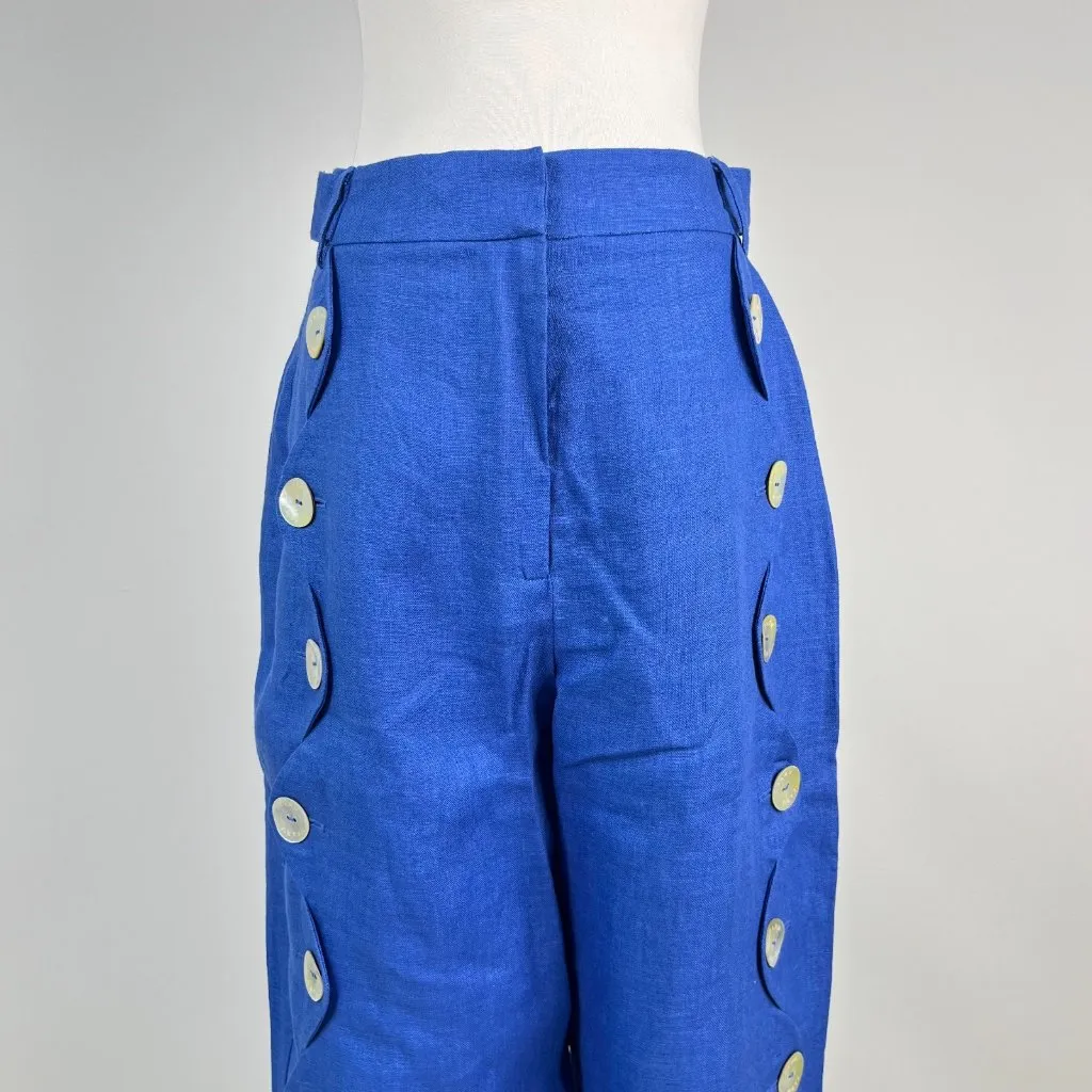 $ 248 NWOT FARM Rio Blue Linen High Waist Pants Size XXS W26 Women's - Image 12