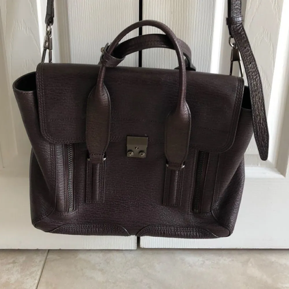 3.1 Philip Lim Wine/Purple Leather Pashli  Bag - Image 2