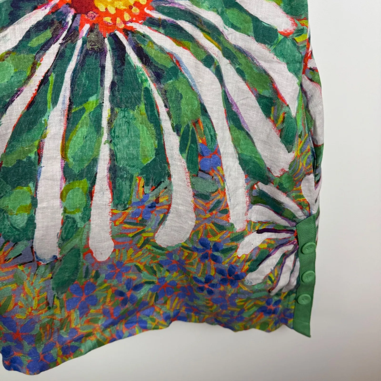 Claire Desjardins Where Butterflies and Bees Are Top 3X Floral Linen Artsy Flowy Green - Image 5