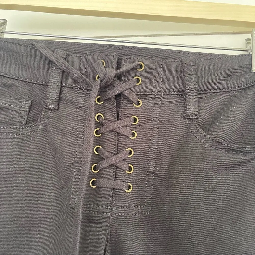 Joie Women’s 24 Adorea Black Lace Up Skinny Pants Moto - Image 5