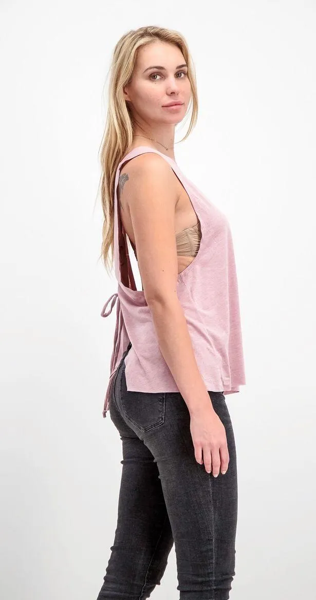 Mauve Lace-Up Back Tank L - Image 2