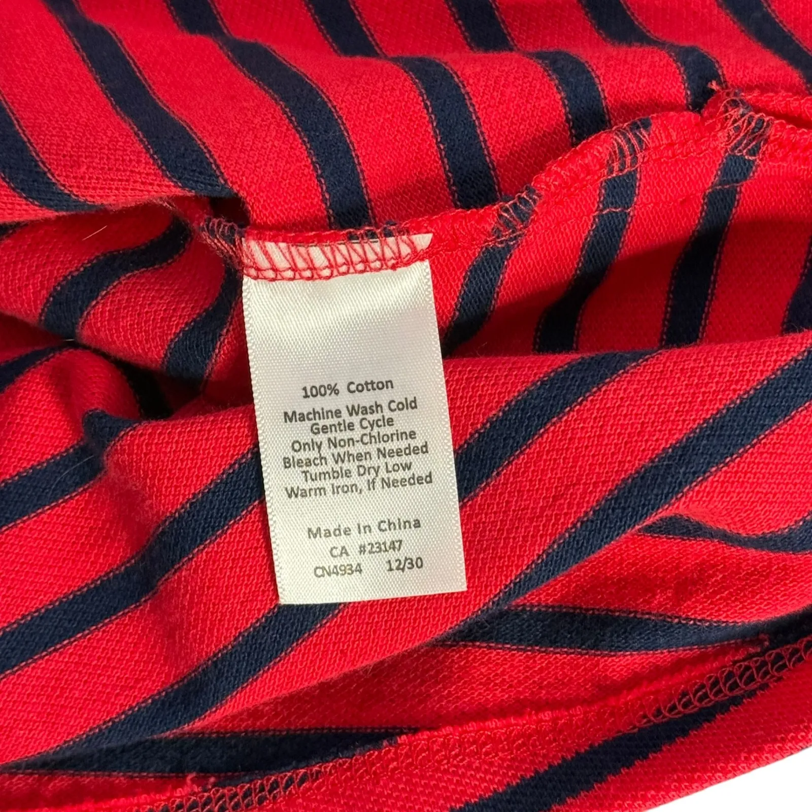 Talbots Striped Lace Up Dress Size L Red Blue‎ Sleeveless Preppy Nautical Cotton - Image 7