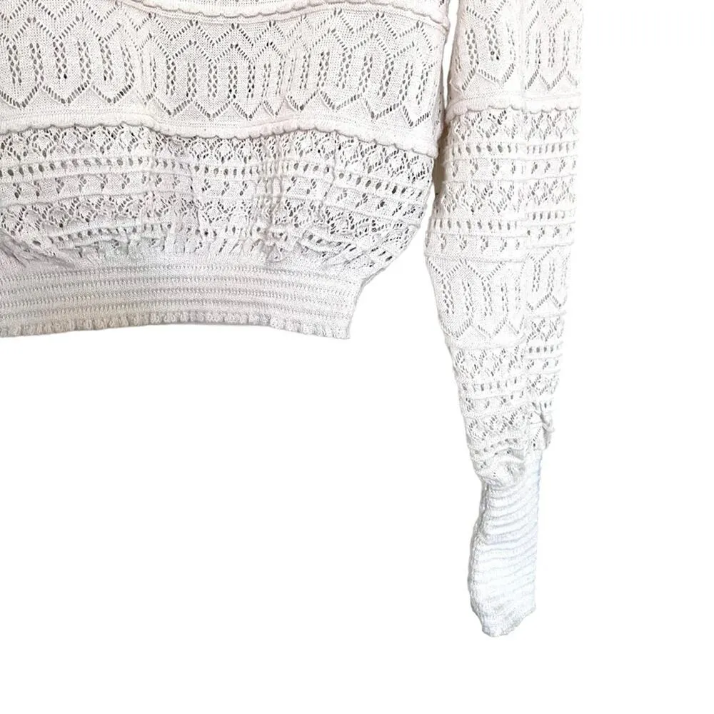 Zara ecru lace knit pointell open knit sweater size Large - Image 8