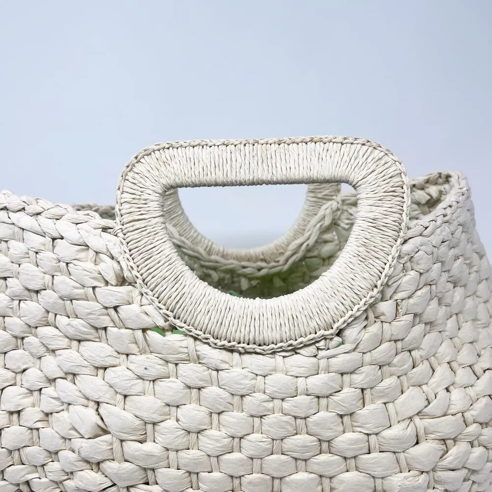 [Billabong] Natural Tan Straw Seaside Woven Top Handle Bag Beach Vacation Summer - Image 6