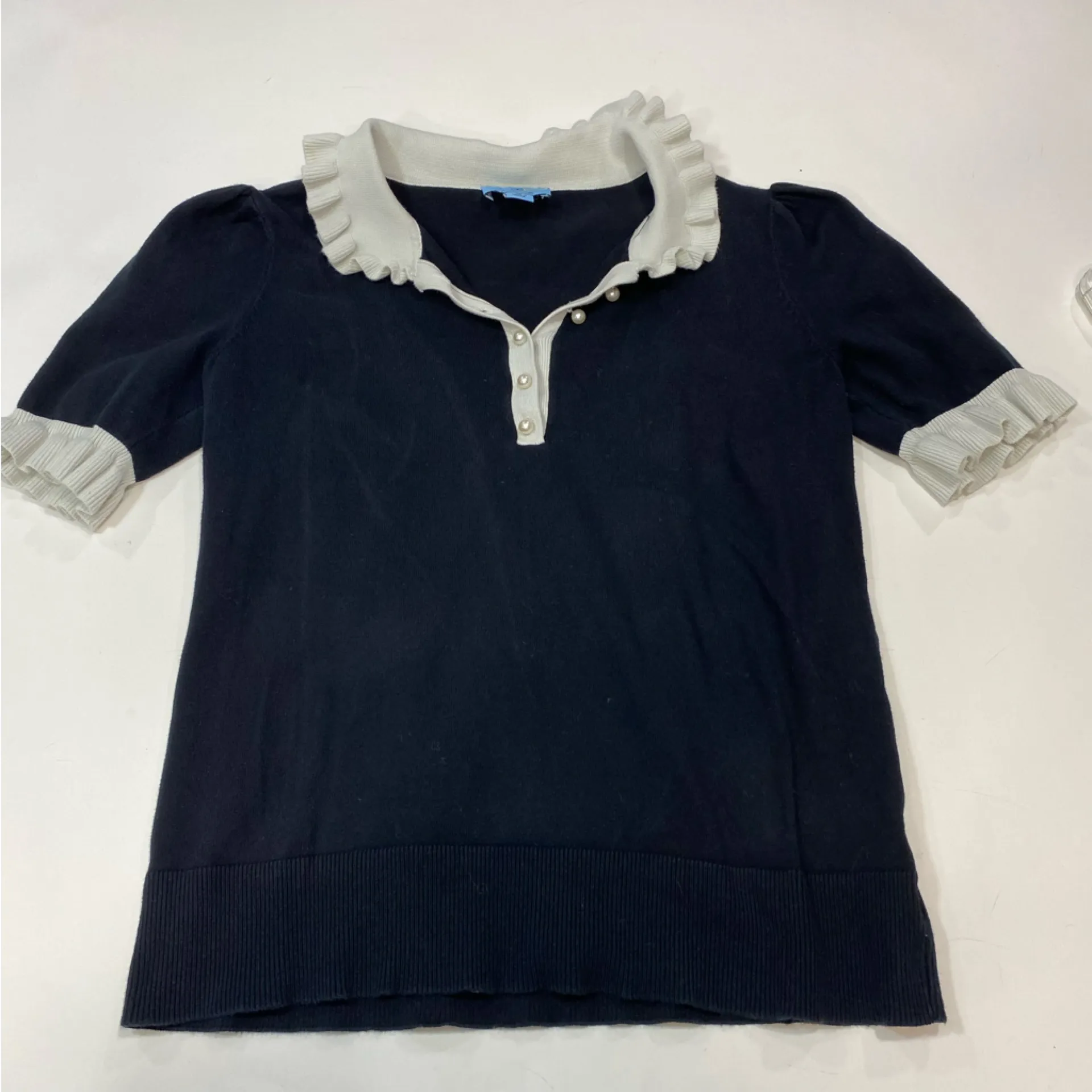 CeCe Ruffle Collar Polo Size Medium - Image 3
