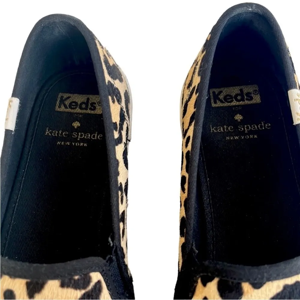 Kate Spade x Keds Animal Print Calf Hair / Leather Slip-On Sneakers Size 8 1/2 - Image 4