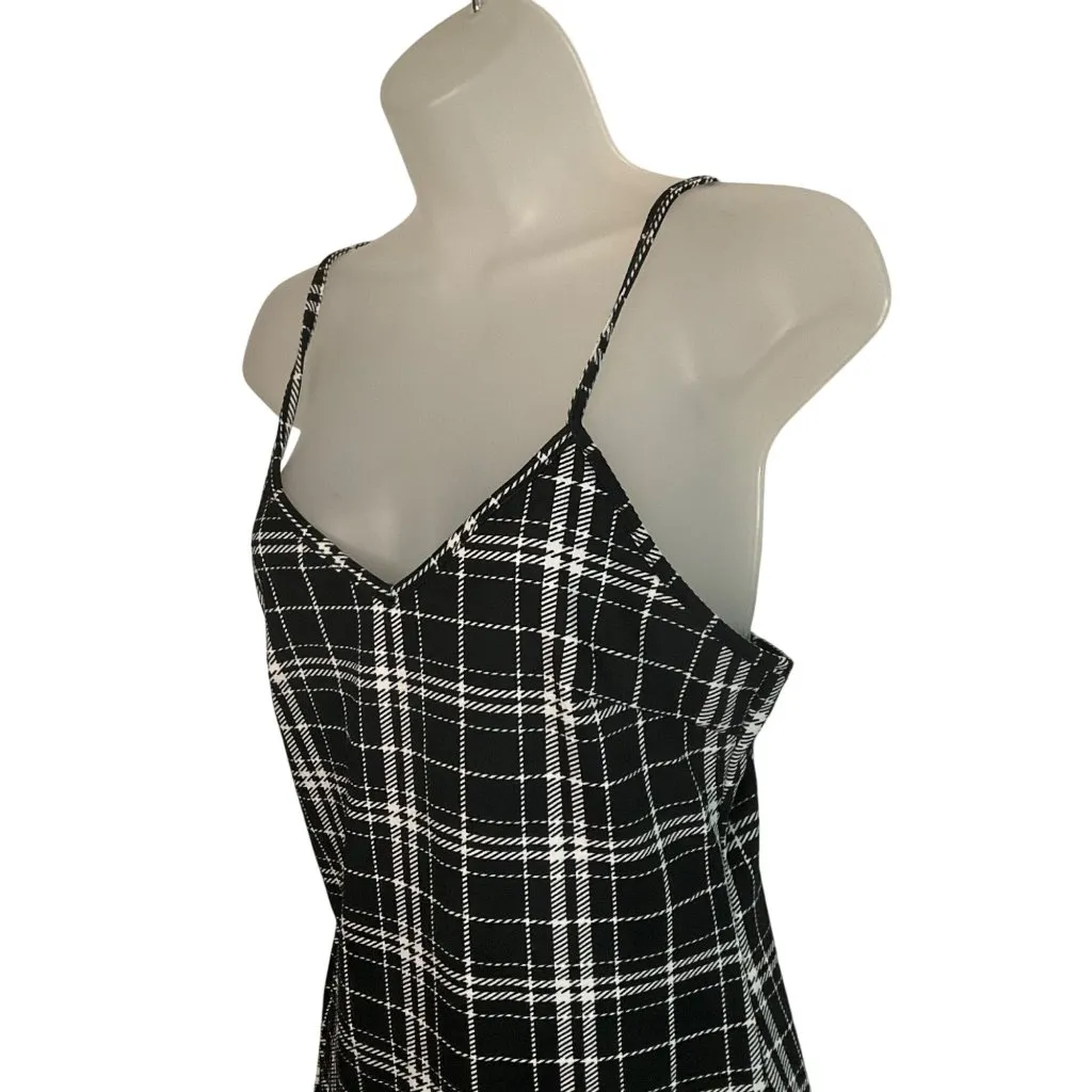 Shein Black & White Plaid Spaghetti Strap Mini Dress S short casual festival - Image 7