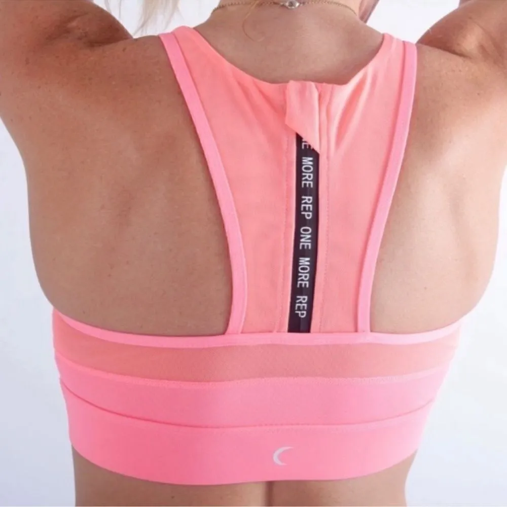 Zyia All Star One‎ More Rep Coral Mesh Detail Sports Bra Size XS Zipper Back - Image 3