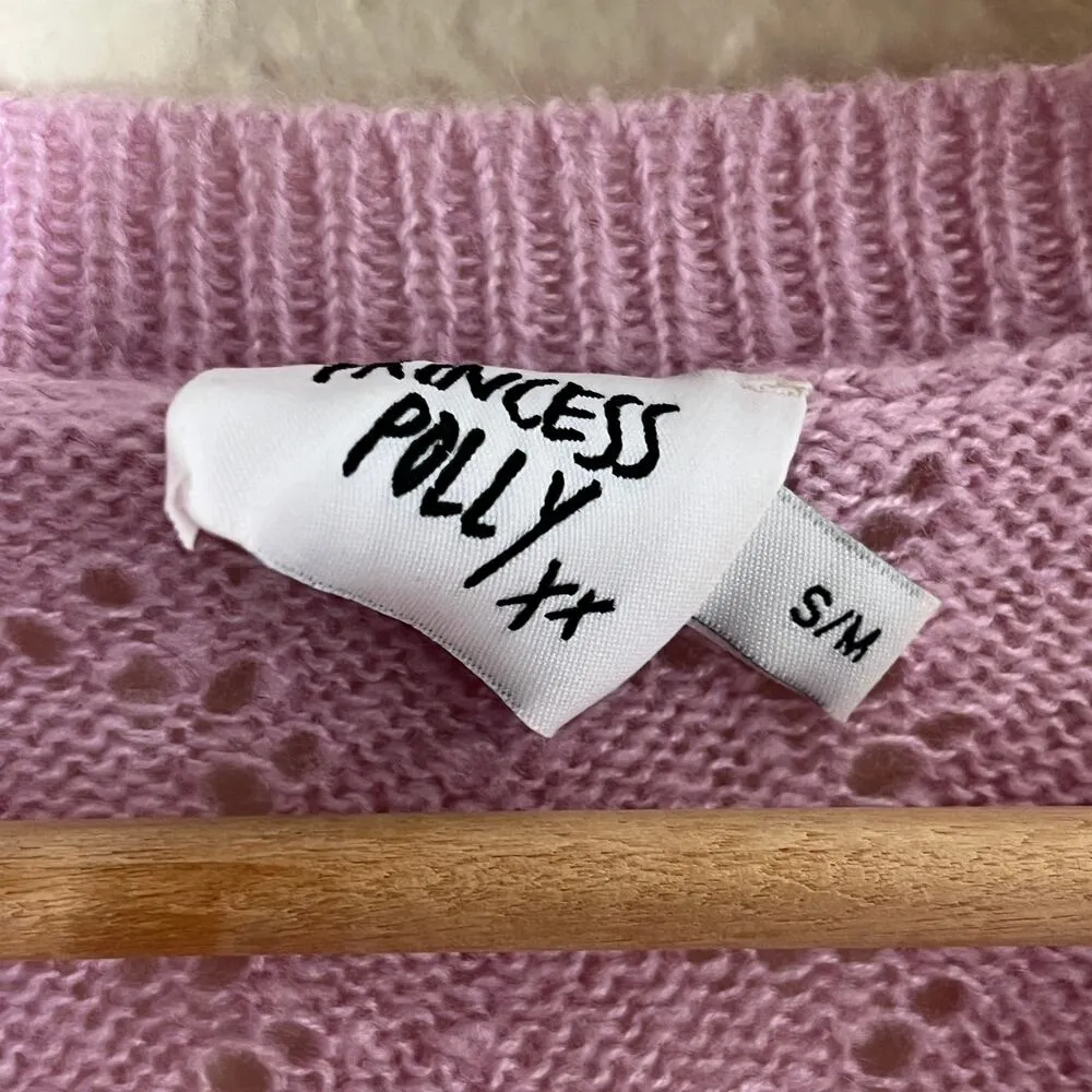 Princess Polly Women's Pointelle Lyric Cropped Sweater V-Neck Cardigan  Size S/M - Image 2