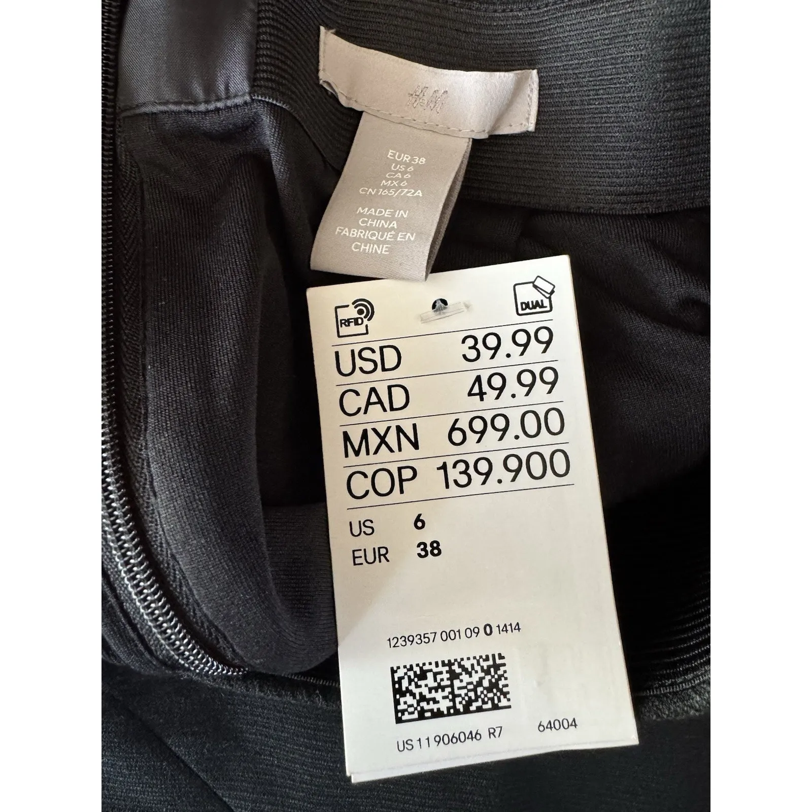 NWT H&M Black Knit Knee Length Skirt Women’s Size 6 - Image 7