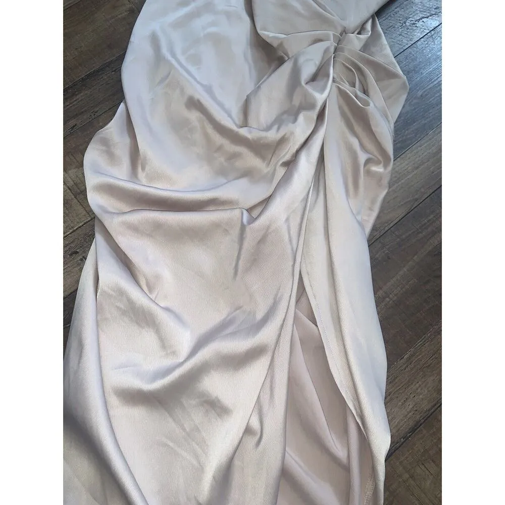 Pretty Little Thing Satin Off The Shoulder Draped Dress Nwt 78$ formal 10 fall - Image 7