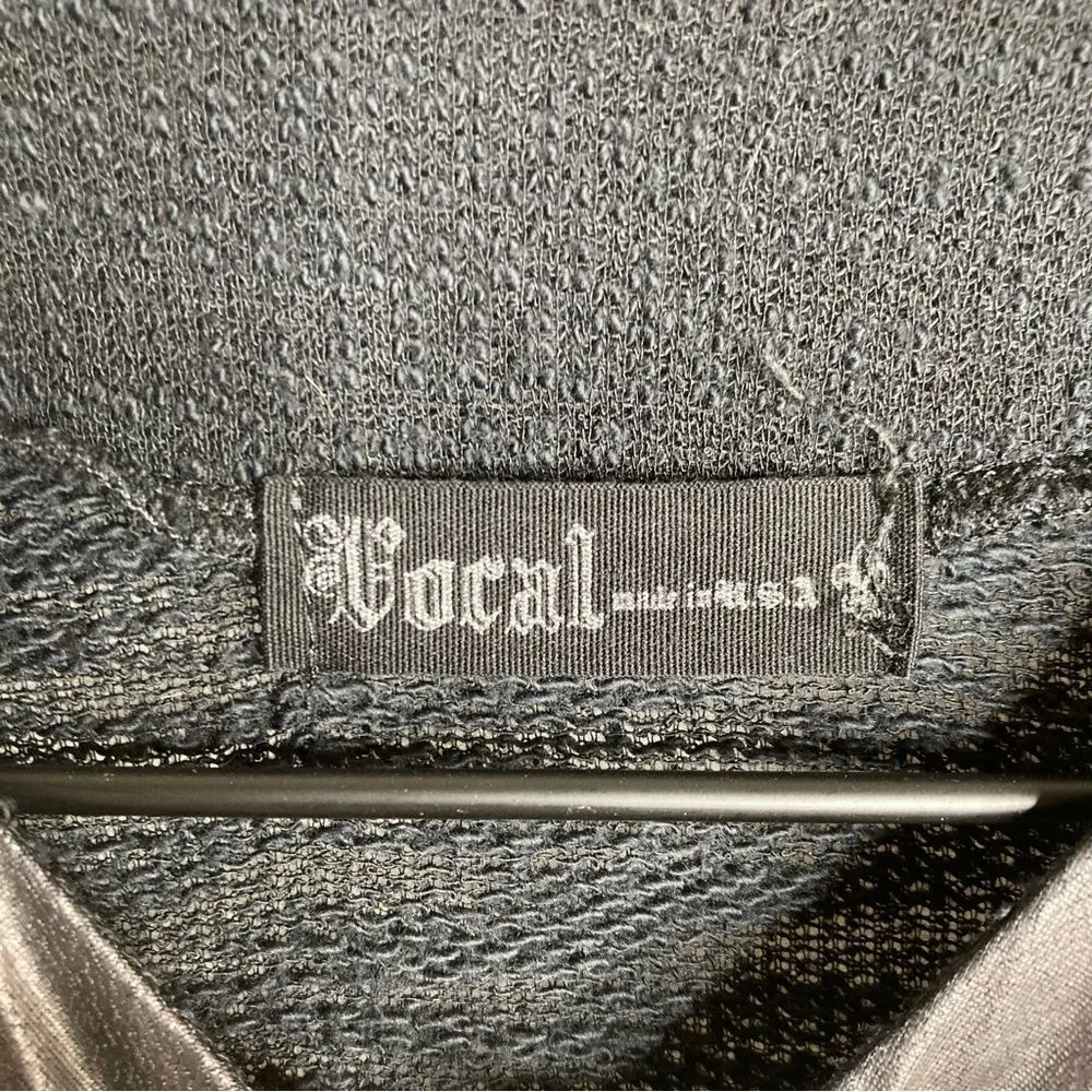 Vocal Black Rhinestone Embellished Zip Up Lightweight Cardigan Top Medium Y2K - Image 7